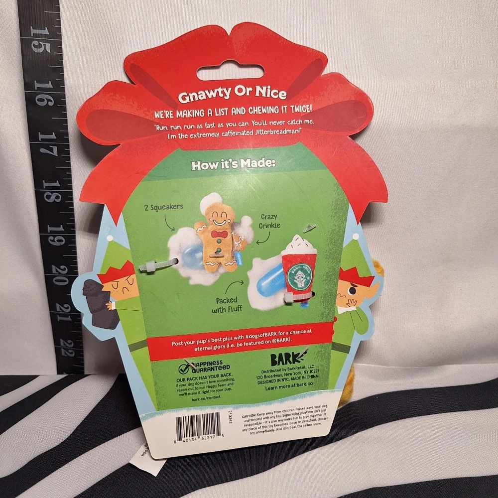 NWT Bark Jitterbread Man Dog Toy XS-S